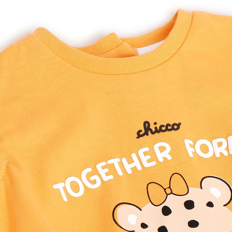 Girls Light Orange Printed Short Sleeve Rompers image number 2